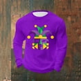 thumbnail image 2 of Camisetas Casuales de los Hombres de Moda Suelta Elástica Fitness Home Carnaval Impreso de Manga Larga con Cuello Redondo con Poliéster Suave, Top Transpirable, 2 of 5