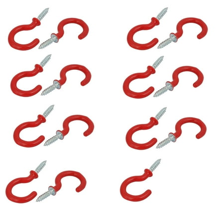 

Uxcell 1 Inch Plastic Coated Screw-in Open Cup Ceiling Hooks Hangers Red 15pcs