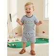 thumbnail image 5 of BemeyourBBs Toddler Baby Boys Golf Outfit Infant Baby Boy Summer Clothes Waffled Striped Golf Embroidery Short Sleeves T-Shirt and ElasticPockets Shorts Set Toddler Boy 2 Piece Summer Outfit, 5 of 9