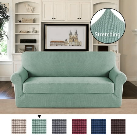 Elegant Luxury Furniture Stretch Protector 2 Separate Elegant Luxury Furniture Stretch Protector 2 Separate Pieces Perfect Fit For Sofa Super Soft Machine Washable Cyan Color