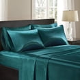 thumbnail image 1 of HTOOQ Essentials Satin WrinkleHTOOQ Free Luxurious and Silky with 16" Deep Pocket 6 Piece Durable Sheet Set, Full, Teal, 1 of 8