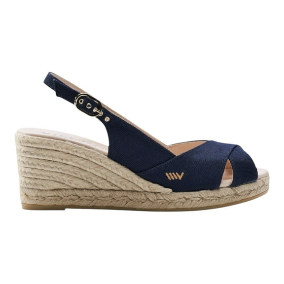 Llansa Canvas Espadrille Sandal Wedges - Navy Blue / 9