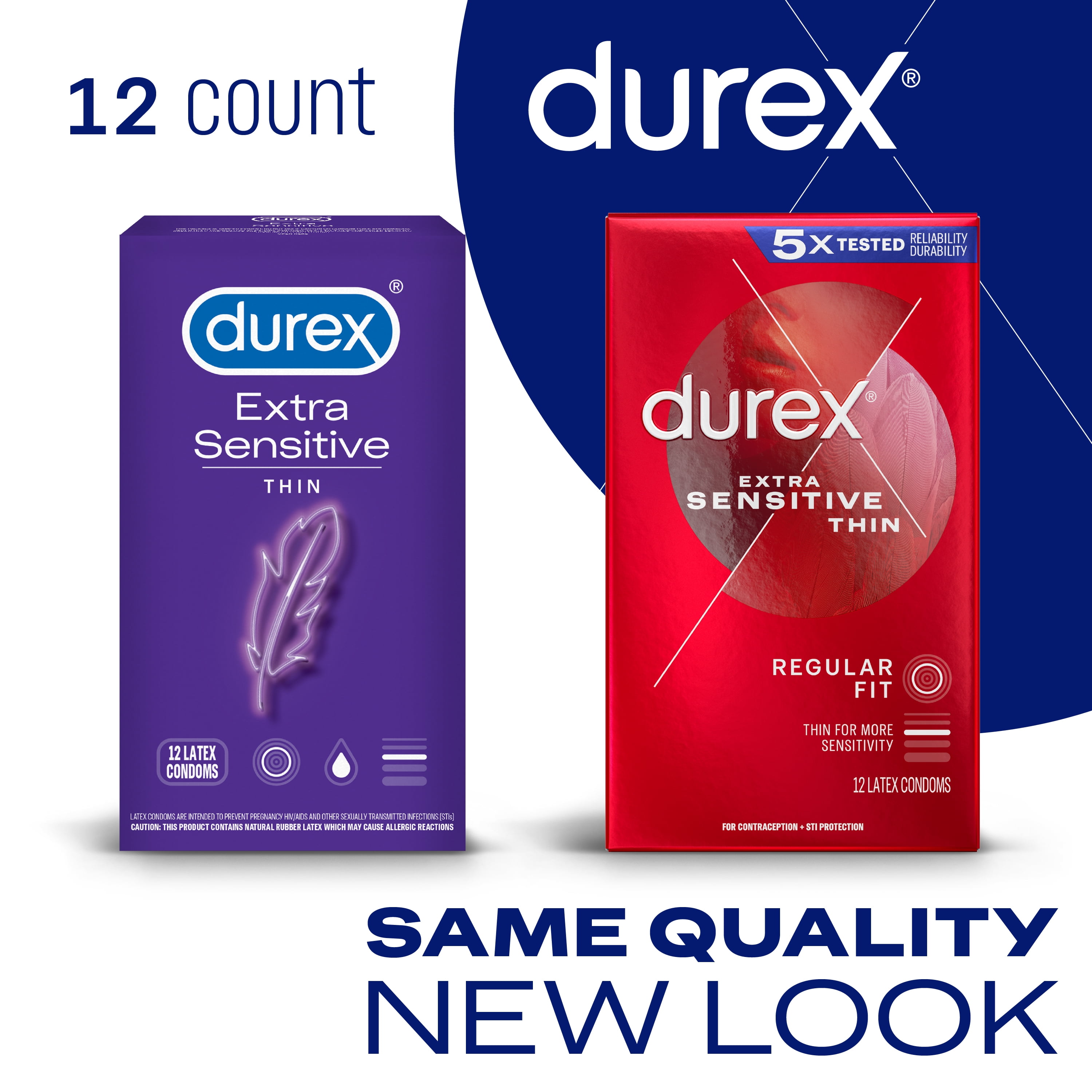 Durex Extra Sensitive Lubricated Ultra Thin Premium Condoms, Regular Fit, 12 Count
