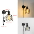 thumbnail image 2 of KAYYELAMP Set of Two Corded 5.9 Feet Button Adjustable Angle Wall Sconce Black Cage Metal Wall Lamp Vintage Design for Bedroom Living Room Farmhouse Kitchen Bedside, 2 of 7