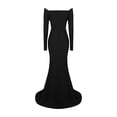 thumbnail image 6 of Horkkom Women Prom Dress Off Shoulder Evening Gowns Elegant V Neck Maxi Dresses Long Sleeve Wrap formal Dresses High Split Wedding Guest Dress, 6 of 8