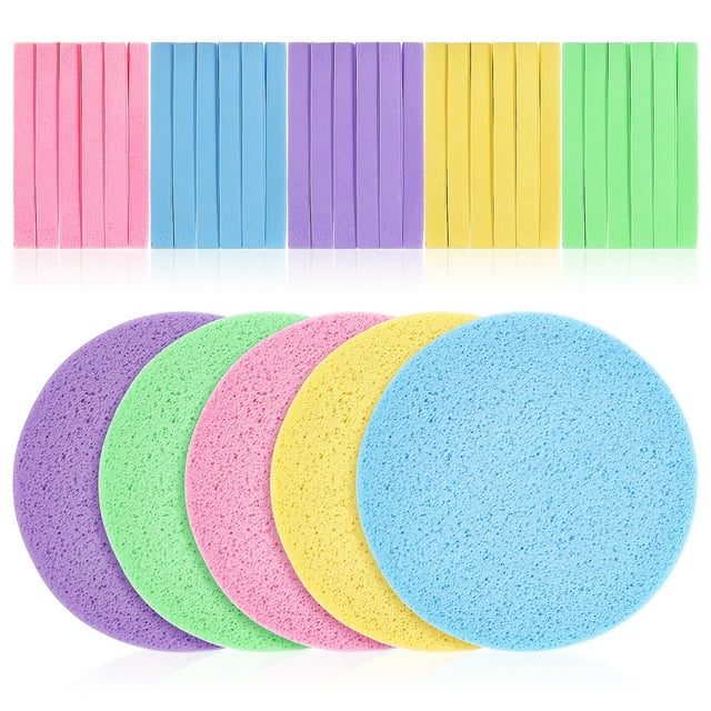 120 pcs esponjas faciales comprimidas con esponjas de limpieza de la cara esponjas de la cara para mujeres y niñas