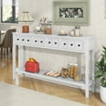 thumbnail image 2 of EUROCO 60" Rustic Console Table Sofa Table, Entryway Wood Table with 4 Drawers and Bottom Shelf for Storage, Espresso, 2 of 8