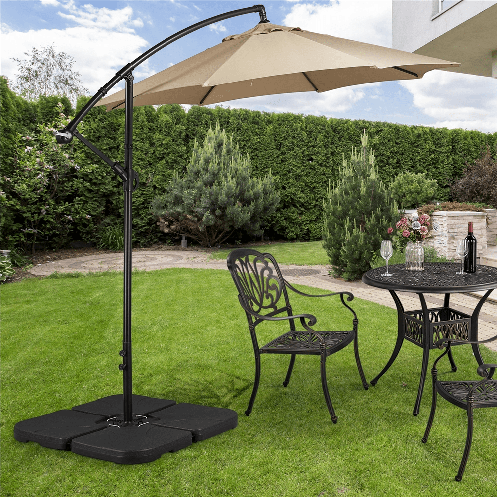 Renwick 53L 4-Piece Fillable Cantilever Umbrella Base, Heavy-Duty HDPE, Black