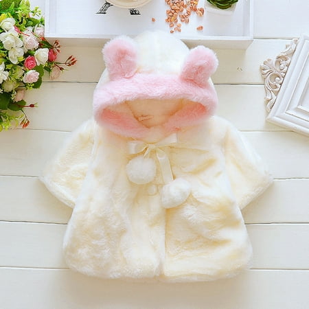 

Leutsin Baby Infant Girls Fleece Winter Warm Solid Coat Cloak Jacket Thick Warm Clothes