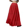 thumbnail image 4 of Women’s Long Tiered Maxi Skirt with Elastic Waist Lightweight Flowing Fabric Boho Style Casual Wear for Everyday Use Red L, 4 of 5