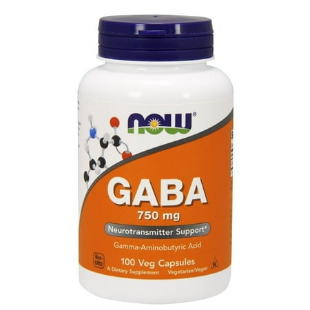 Now Foods GABA, 750 mg, 100 Veg Capsules-3 Pack