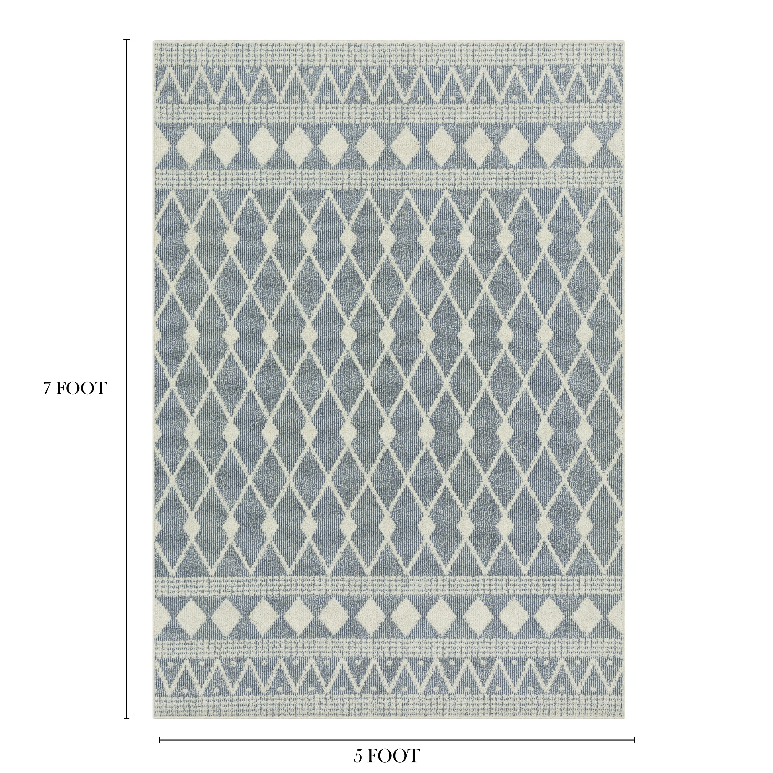 (2 pack) Mainstays Traditional Blue Diamond High Low Pile Indoor Area Rug, 5'x7'