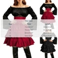 thumbnail image 3 of Kinrui Women's Pirate Costume Retro Renaissance Ruffle Outfit Set Steampunk Gothic Lace Up High Waist Layered Dress Black M, 3 of 7