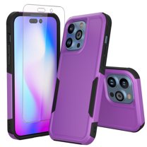 NIFFPD iPhone 14 Plus Case with Screen Protector, Shockproof Full Coverage Protective Cover Phone Case for iPhone 14 Plus 6.7" Purple