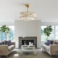 thumbnail image 6 of 20" Gold Glass Chandelier Ceiling Fan with Light Remote Control, Gold Fandelier Ceiling Fans with Lights, Caged Mid Century with 6 Speeds for Bedroom, Living Room, Nursery, 6 of 12