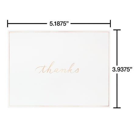 American Greetings Thank You Blank Stationery with Envelopes, Rose Gold (10-Count)