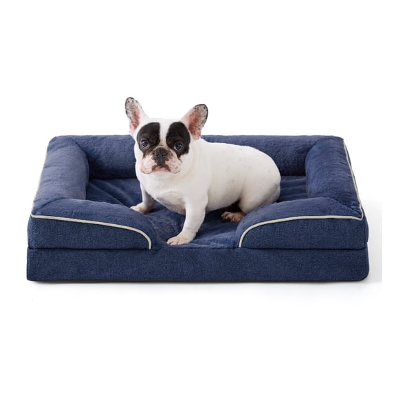 Orthopedic Dog Bed for Small Dogs, Supportive Egg-Crate Foam Pet Sofa with Washable Removable Cover, Waterproof Dog Couch, Non-Slip Bottom, Navy
