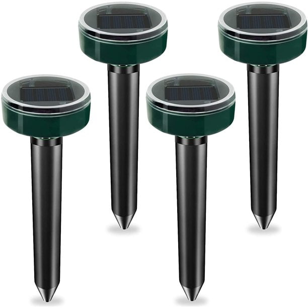 4Pcs Solar-powered Waterproof Mole Rat Repellent Sonic Mole Repellent Solar Expeller Spike Garden Pest Deterrent Solar Expeller Circular
