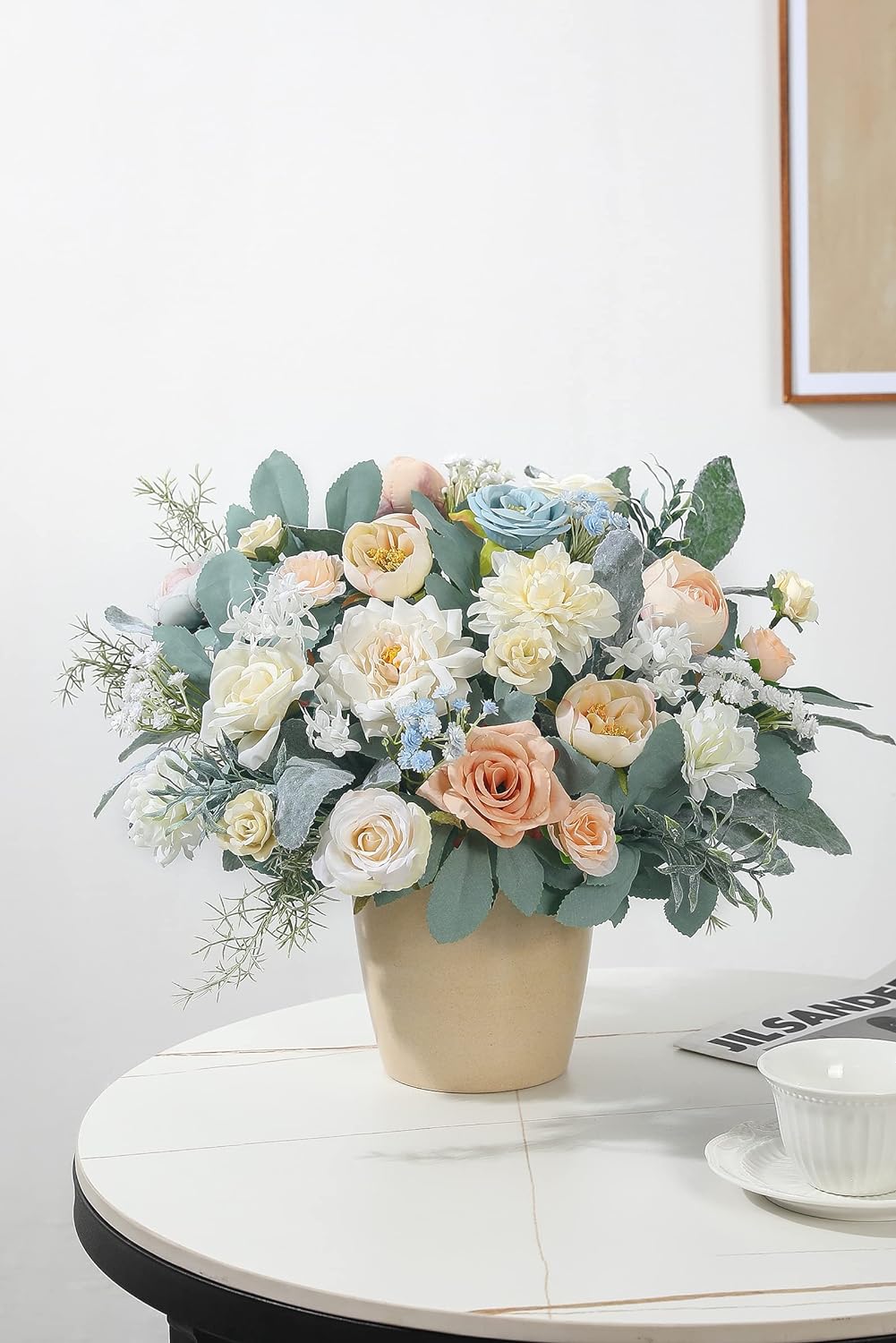 Artificial Flowers Combo Box Set Fake Flowers Bulk for DIY Wedding Bridal Bouquets Faux Roses Floral Arrangements with Stems for Party Table Centerpieces Spring Home Indoor Outdoor Decoration