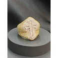 thumbnail image 3 of 8.98 Carats Baguette Round Pave Diamonds Men's Hip Hop Large Cross Ring In Stamped 14K Yellow Gold, 3 of 13