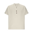 thumbnail image 4 of yillto Men's T Shirt Short Sleeve V Neck Shirt Casual Summer Classic Buttons Basic Cotton Linen Tee Shirts, 4 of 6