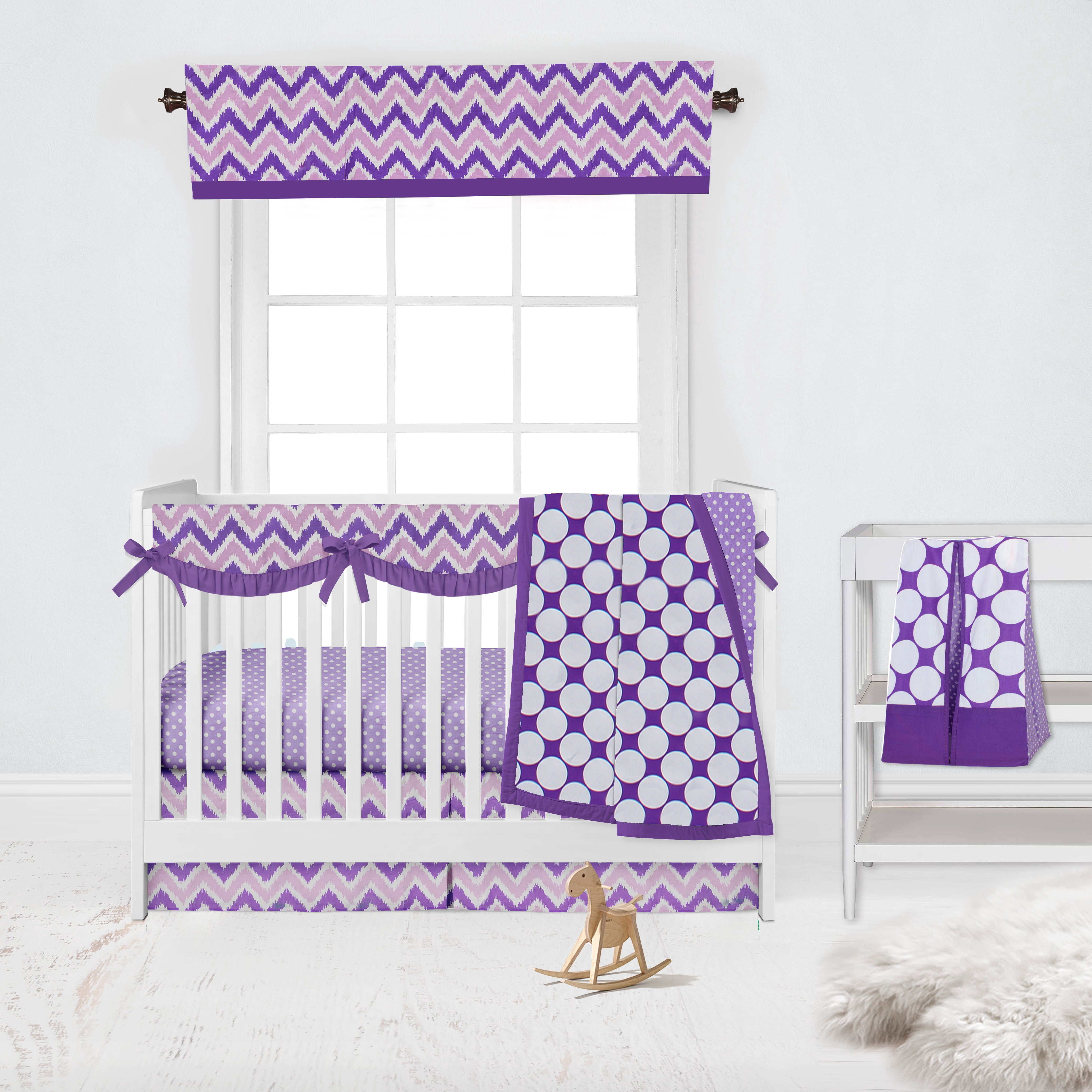 Bacati - Mix N Match Ikat Chevron/Dots Lilac Purple Musical Baby Crib Mobile