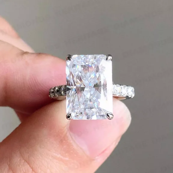 Forever Jewels 4.50Ct Radiant Moissanite Womens Engagement Ring 14K White Gold Plated