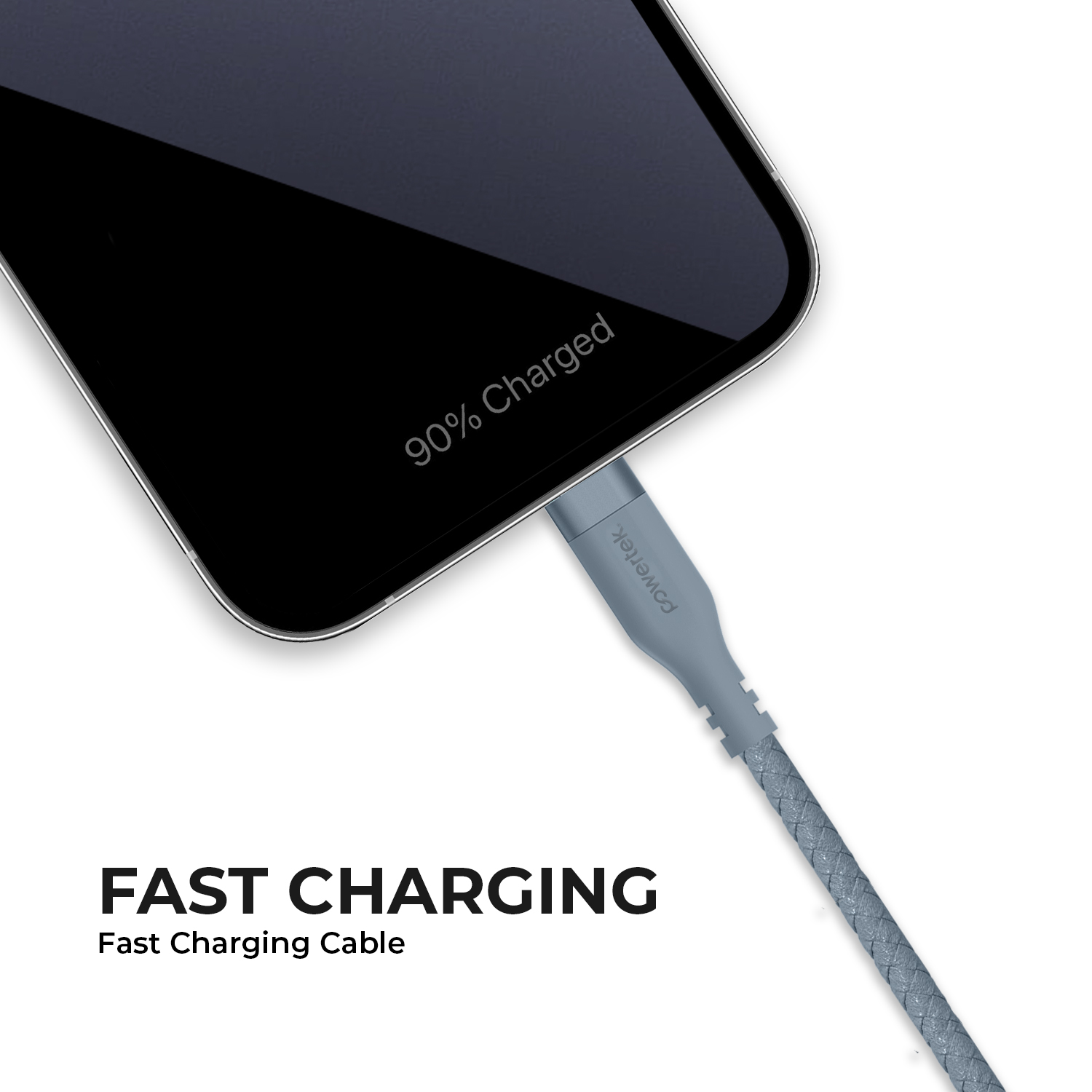 Liquipel Powertek USB-A to Lightning Woven Cable - Blue