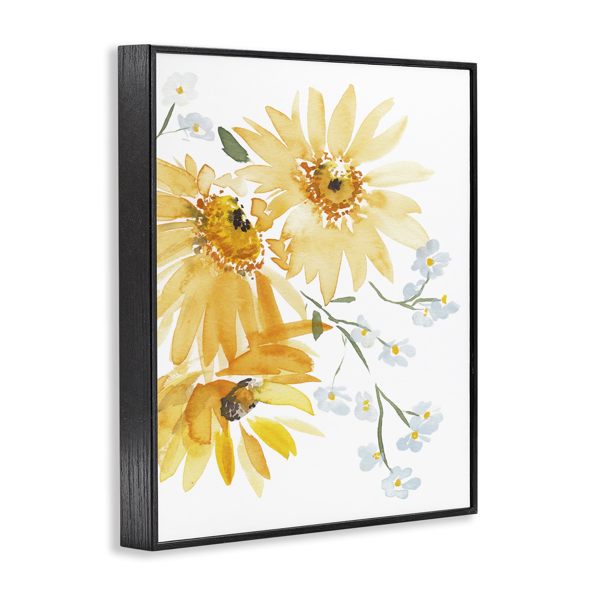 Stupell Industries Modern Yellow Daisies Botanical & Floral Painting Black Framed Art Print Wall Art, 24 x 30