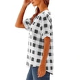 thumbnail image 3 of Womens Plaid Shirts Short Sleeve Button Down Shirt Casual Basic Tops Plus Size Tunic T Shirt, 3 of 6