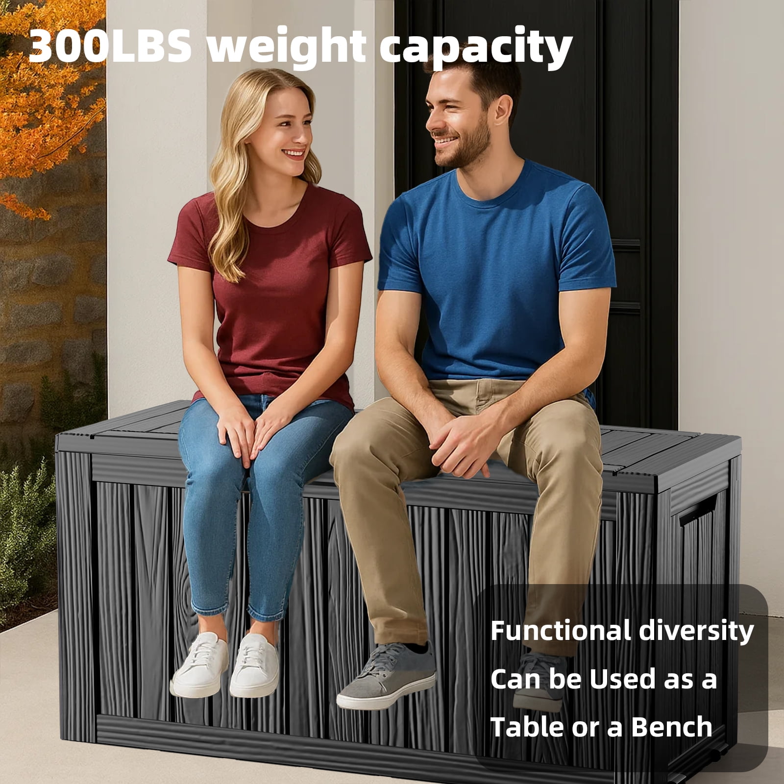 EASY UP 75gallon outdoor resin deck box, weather-resistant and lockable with wheels, suitable for storing tools, clothing, and packages; ideal for    gardens, and bedrooms (black).Father's Day Gift