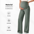 thumbnail image 5 of Maternity Wide Leg Pants, Pregnancy Over Belly Lounge Pants with Soft Elastic Waistband Support, Breathable Comfortable Casual Pants for Daily Wear, Relaxation and Maternity Photoshoot-Light Green, 5 of 6
