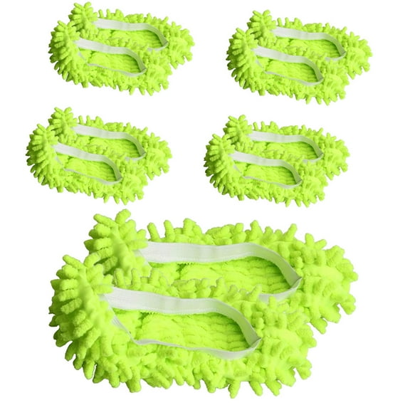 Mop Slippers Shoes 5 Pairs (10 Pieces) - Shoes Cover for Mop Dust Duster Slippers Cleaning Floor House Washable Floor Cleaning Tools Shoe Cover(Green)