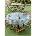 thumbnail image 3 of Outdoor Tablecloth with Umbrella Hole & Zipper, Light Blue Beach Coastal Round Tablecloth 54 Inch, Summer Nautical Starfish Shell Coral Vintage Patio Table Cover Waterproof Table Cloth for Picnic, 3 of 7