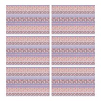 Purple Pioneer Flower Striped Pattern Summer Placemats Table Placemats Set Of 6-Linen Kitchen Washable Placemats Table Mats 11.8"x17.7" Non-Slip Heat Resistant