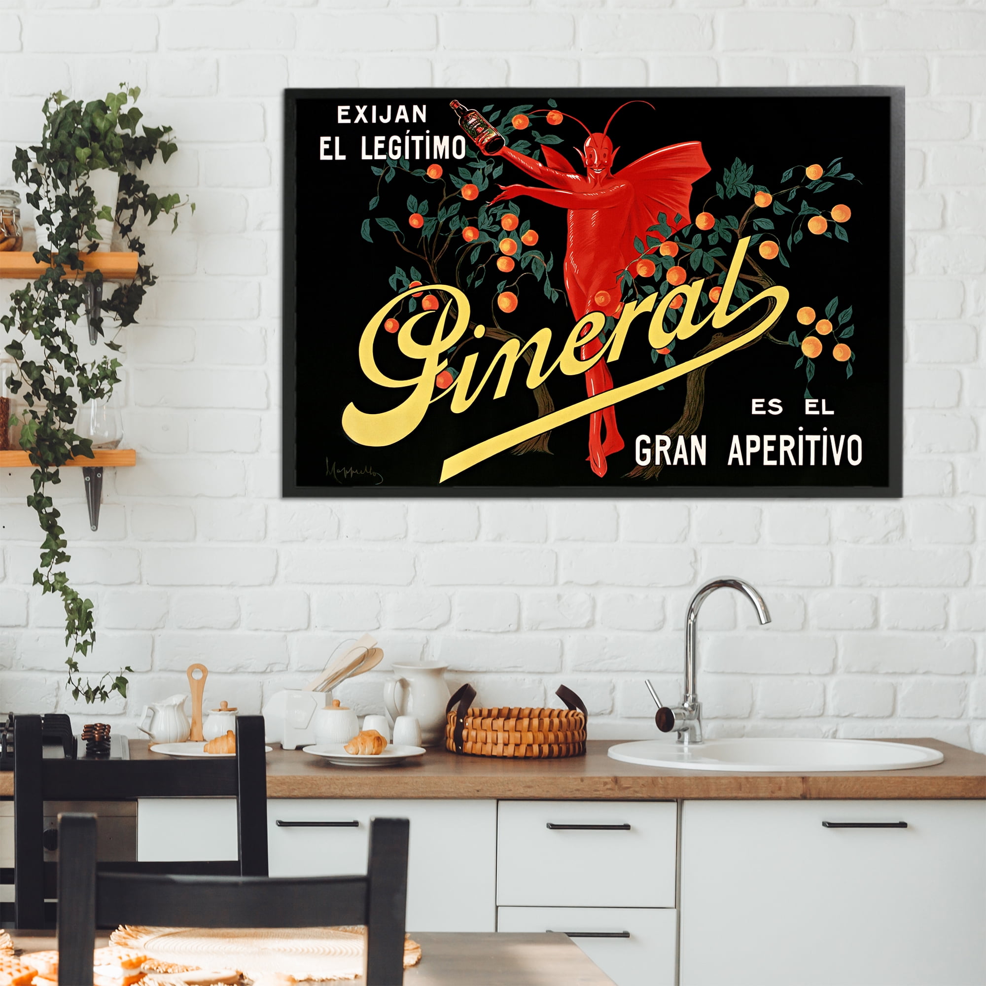 Stupell Industries Aperitif Poster with Character Black Framed Giclee Art, design by Leonetto Cappiello