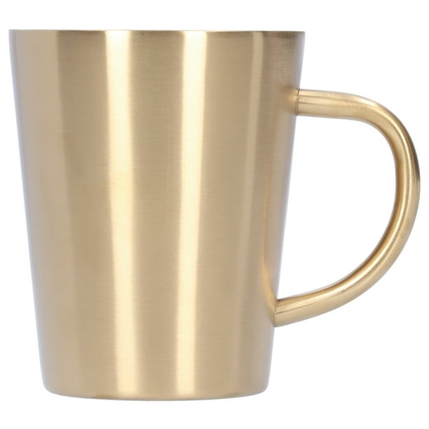 Taza de cerveza con agarre manual 304 Taza de agua de café de acero inoxidable Vasos de doble pared 340 ml(dorado) EOTVIA No