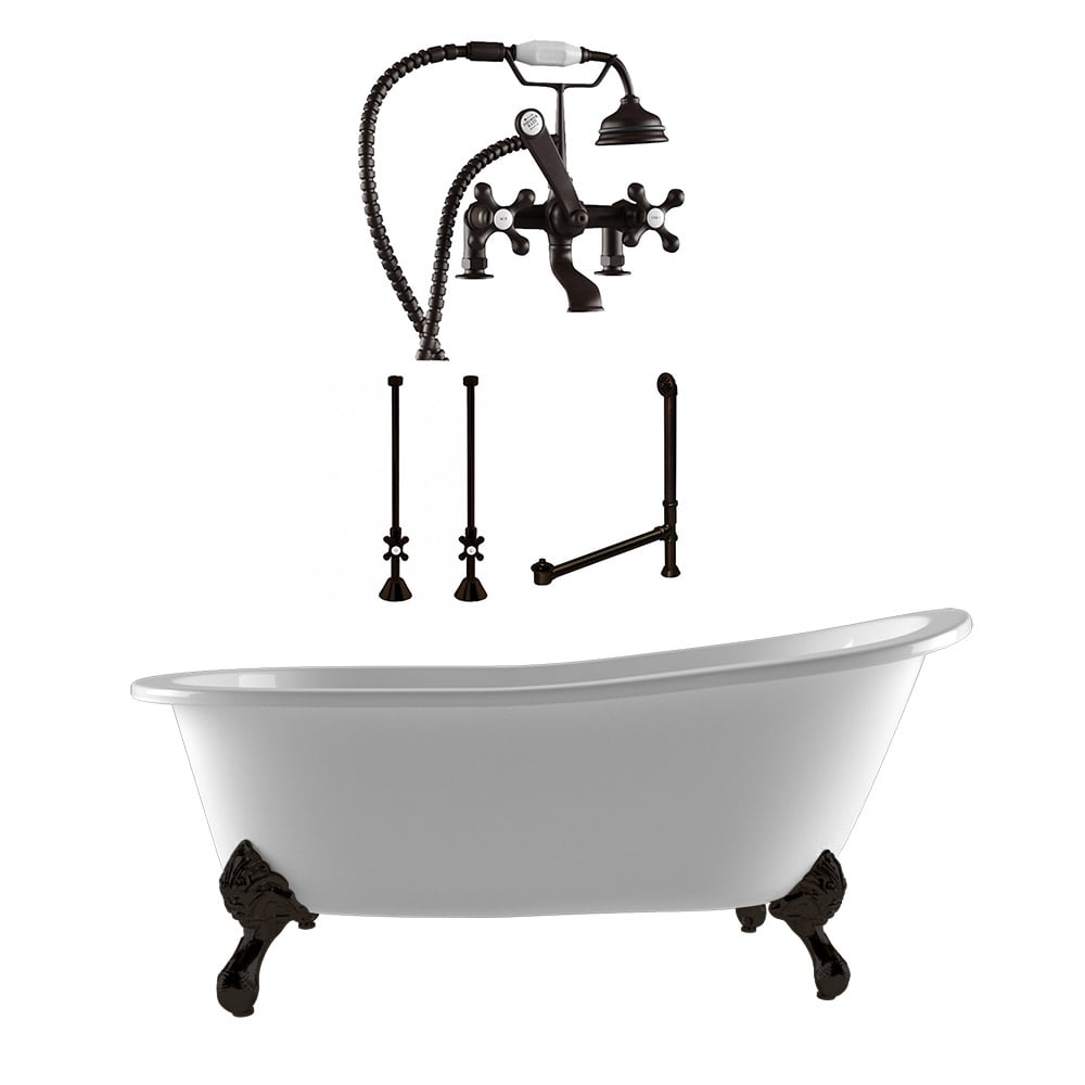 61" Cast Iron Clawfoot Slipper Bathtub, Classic Telephone ...