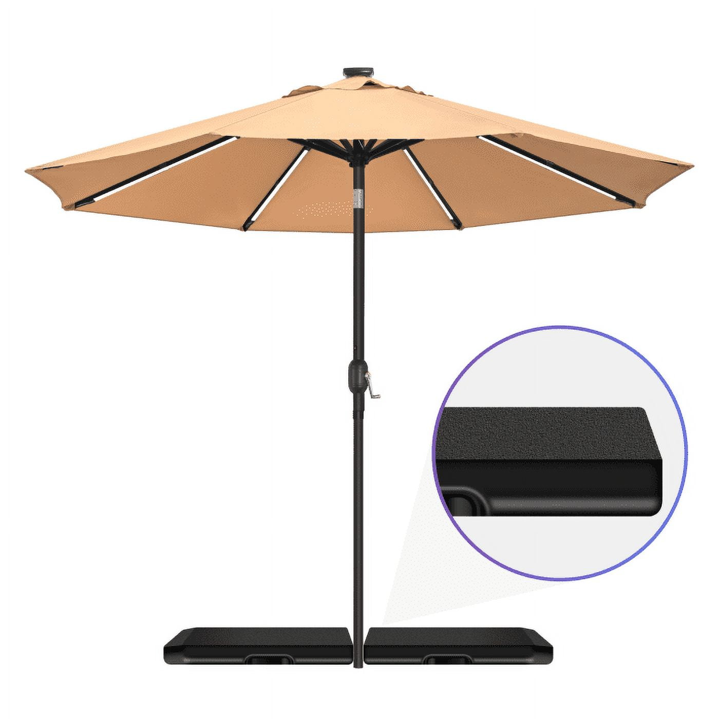 Low-Profile Umbrella Weight Stand, 22lb HDPE Plates Outdoor Shade Base, Water/Sand Ballast, for Compact Patio, Balcony​