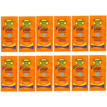 12 Packs - Banana Boat Sport Sunscreen, SPF 30 Protection Lotion Travel Packets