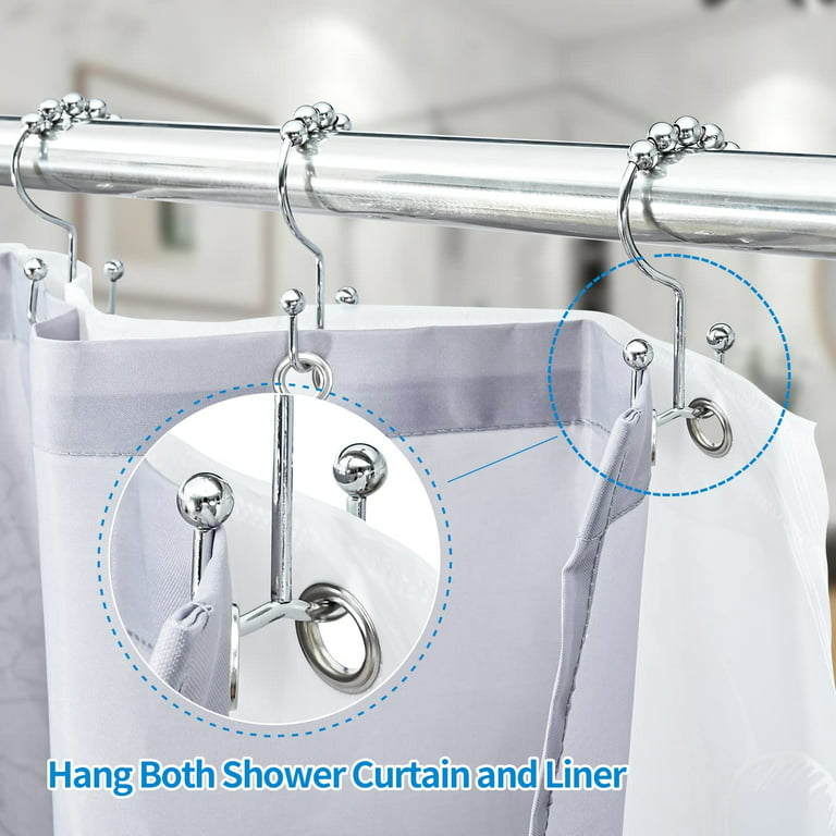 at Home 12-Piece Double Sided Roller Shower Curtain Hooks