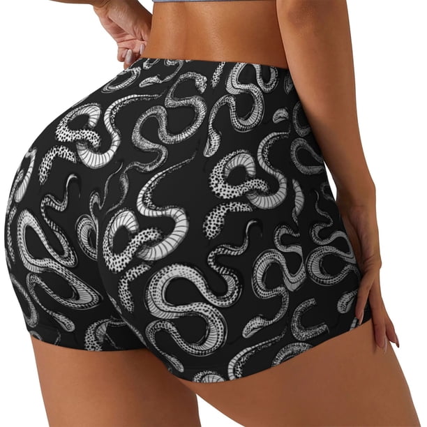 Fotbe Snake Shorts Sin Costuras – Shorts Deportivos de Cintura Alta para Mujer, Elásticos para Gimnasio, Yoga, Running o Ciclismo-Large