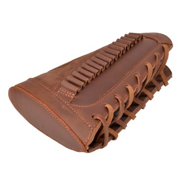Leather Rifle Buttstock Shell Holder - Holds 16 Rounds For .22LR, .22MAG & .17 HMR
