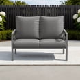 thumbnail image 5 of DELMANGO 2 Pieces Patio Furniture Set, Cushioned Loveseat 2 Seats Sofa Bench with Metal Coffee Table, Grey, 5 of 6