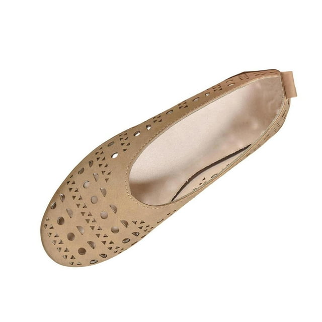 Chaussures Plates Décontractées pour Femmes Kaki, Mocassins Respirants avec Design Ajouré, Bout Rond Confortable, Chaussures à Enfiler pour Intérieur et Extérieur, Taille 43