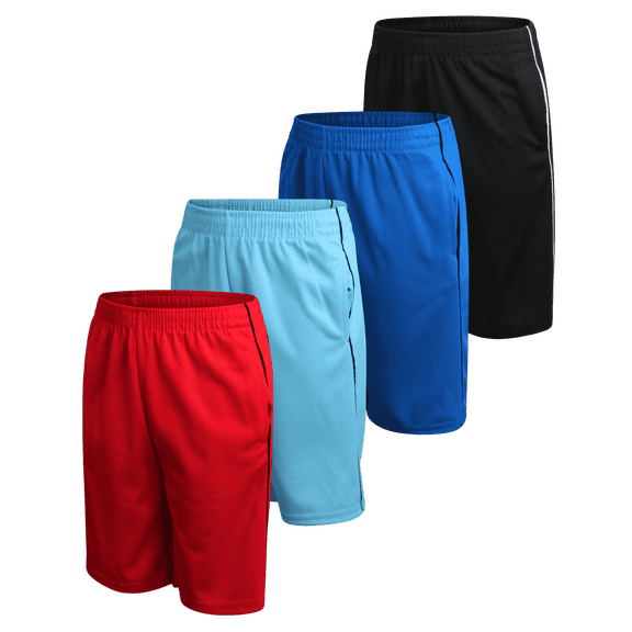 Pro Athlete Boys Athletic Shorts - 4 Pack Quick Dry Mesh Basketball Gym Shorts for Boys (5-16)