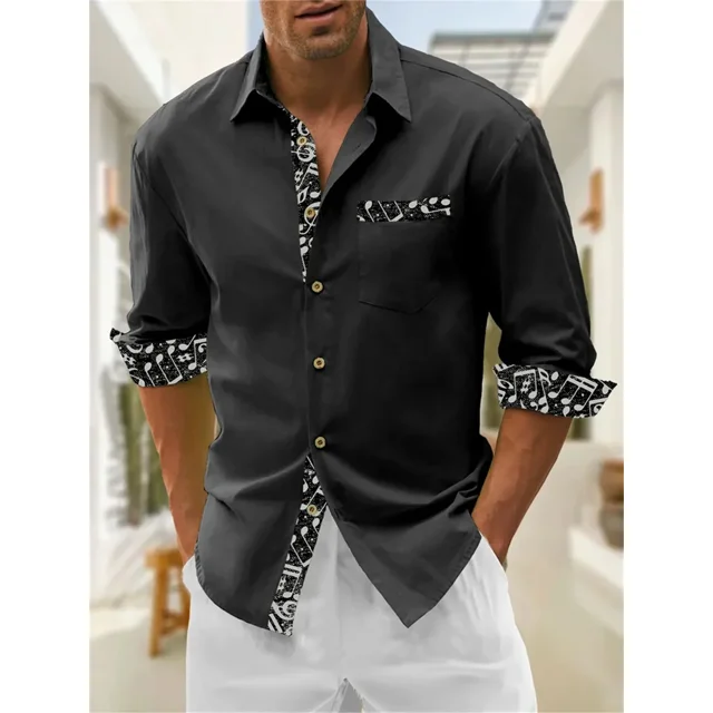 Camisa informal de manga larga con solapa y bolsillo de parche para hombre nueva de 2024, camisa hawaiana Tiki Vaion, camisa diseñada por diseñador S-6XL