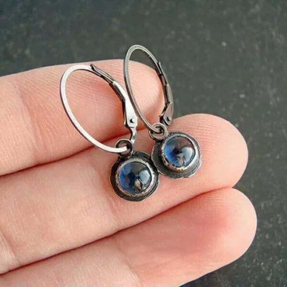 QQTDFG Vintage 925 Silver Plated Moonstone Earrings Women Wedding Drop Dangle Jewelry-#11