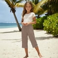 thumbnail image 4 of Shachafan Lightweight Girls Beach Casual Pants For And Summer Solid Color Capri Style Kids Trousers With Comfortable Fit And Easy Care Girls Pats, 4 of 6
