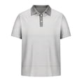 thumbnail image 5 of Avirosel Men's Summer Breathable Short Sleeve Shirt Striped Color Block Casual Polo with 3 Buttons for Outdoor Sports and Daily Wear Gray, 5 of 5